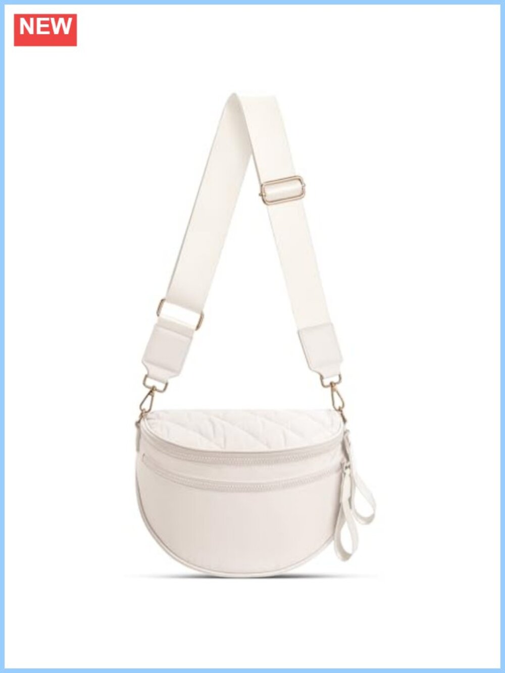 Quilted Puffer Crossbody Bag Spacious Travel Purse Wide Strap Bum Bag
